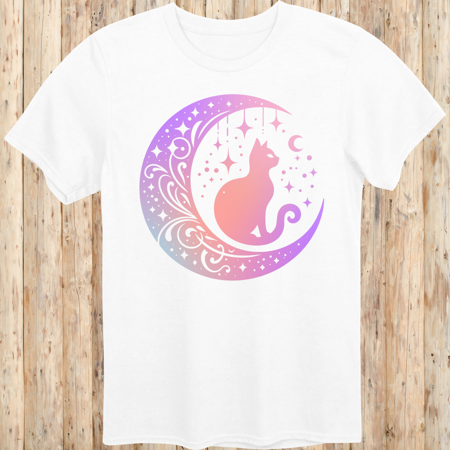 Mystical Cat Moon Silhouette T-Shirt