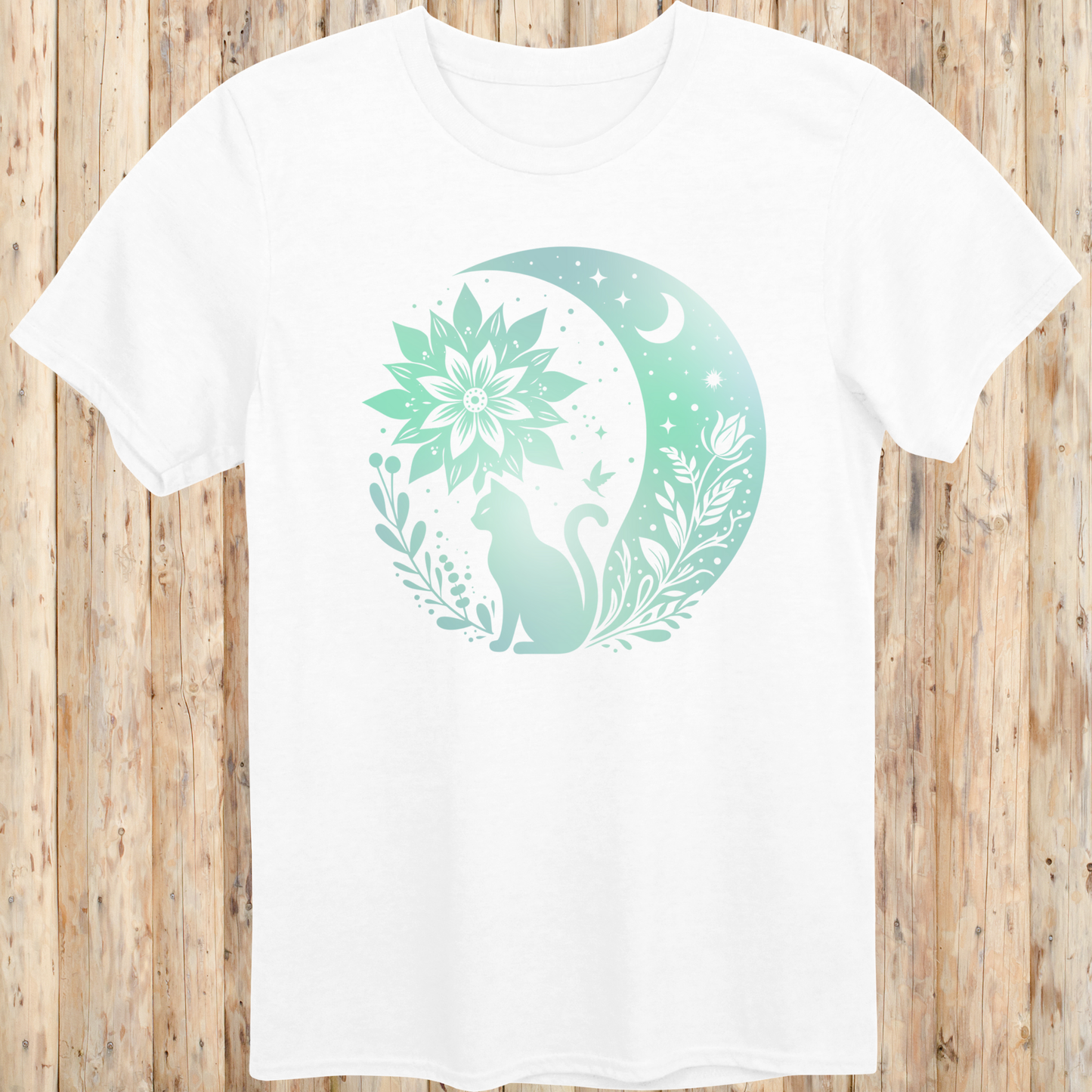 Mystical Cat Moon Silhouette T-Shirt