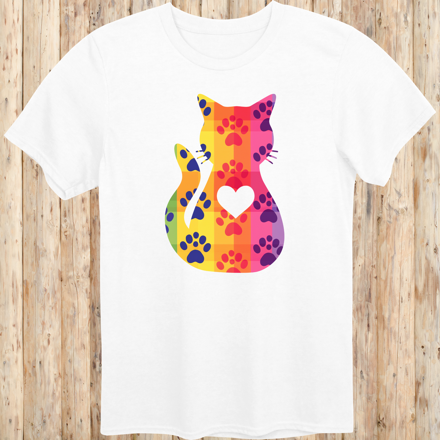 Colorful Whimsical Cat Silhouette T-Shirt