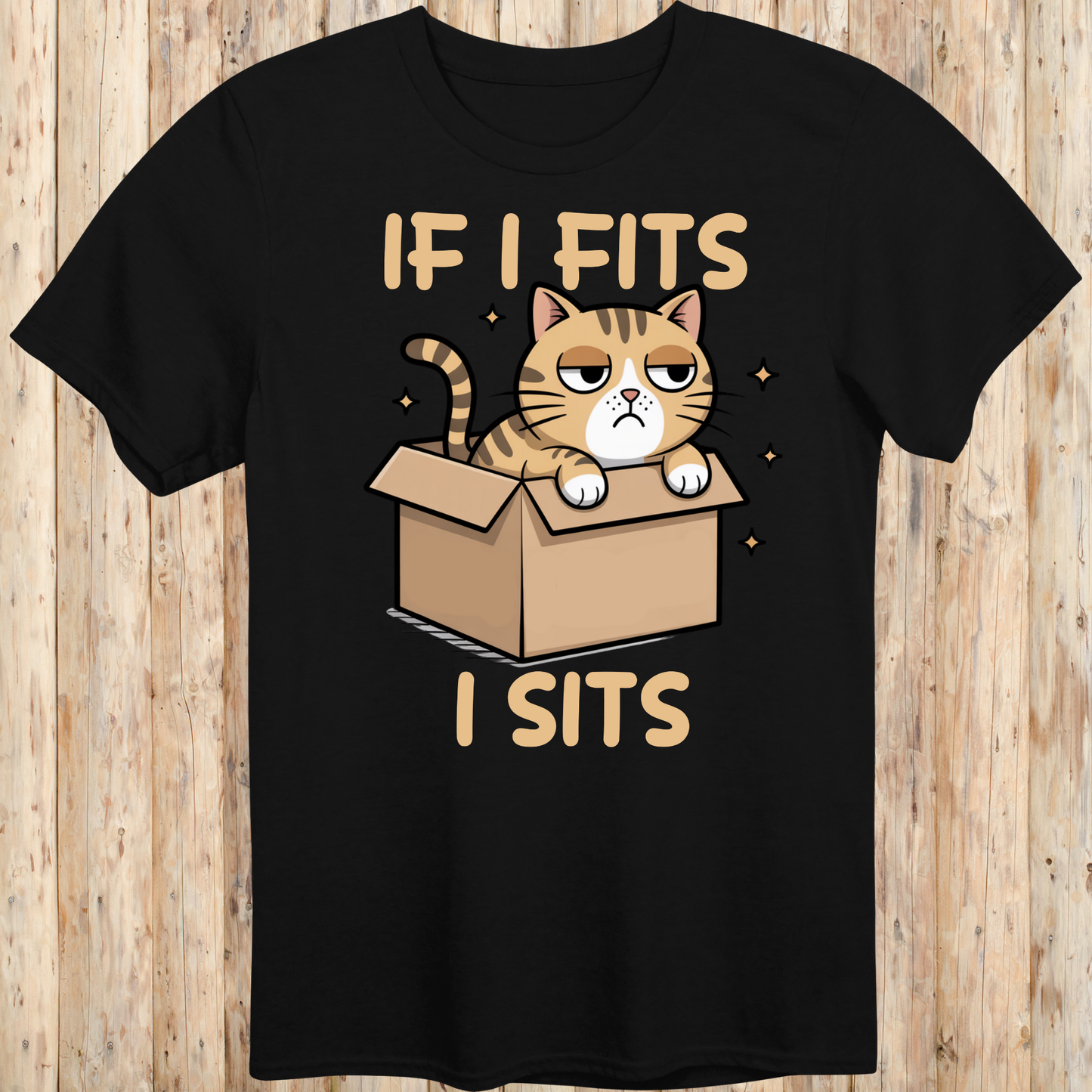 Funny Cat In Box T-Shirt - If I Fits I Sits