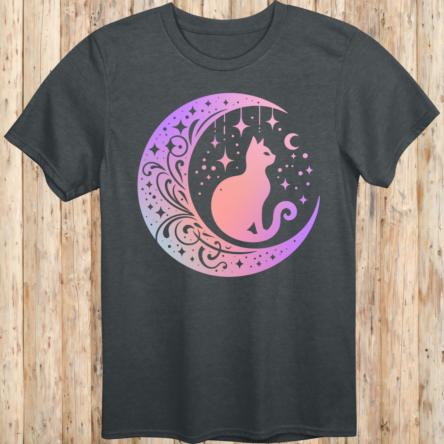 Mystical Cat Moon Silhouette T-Shirt