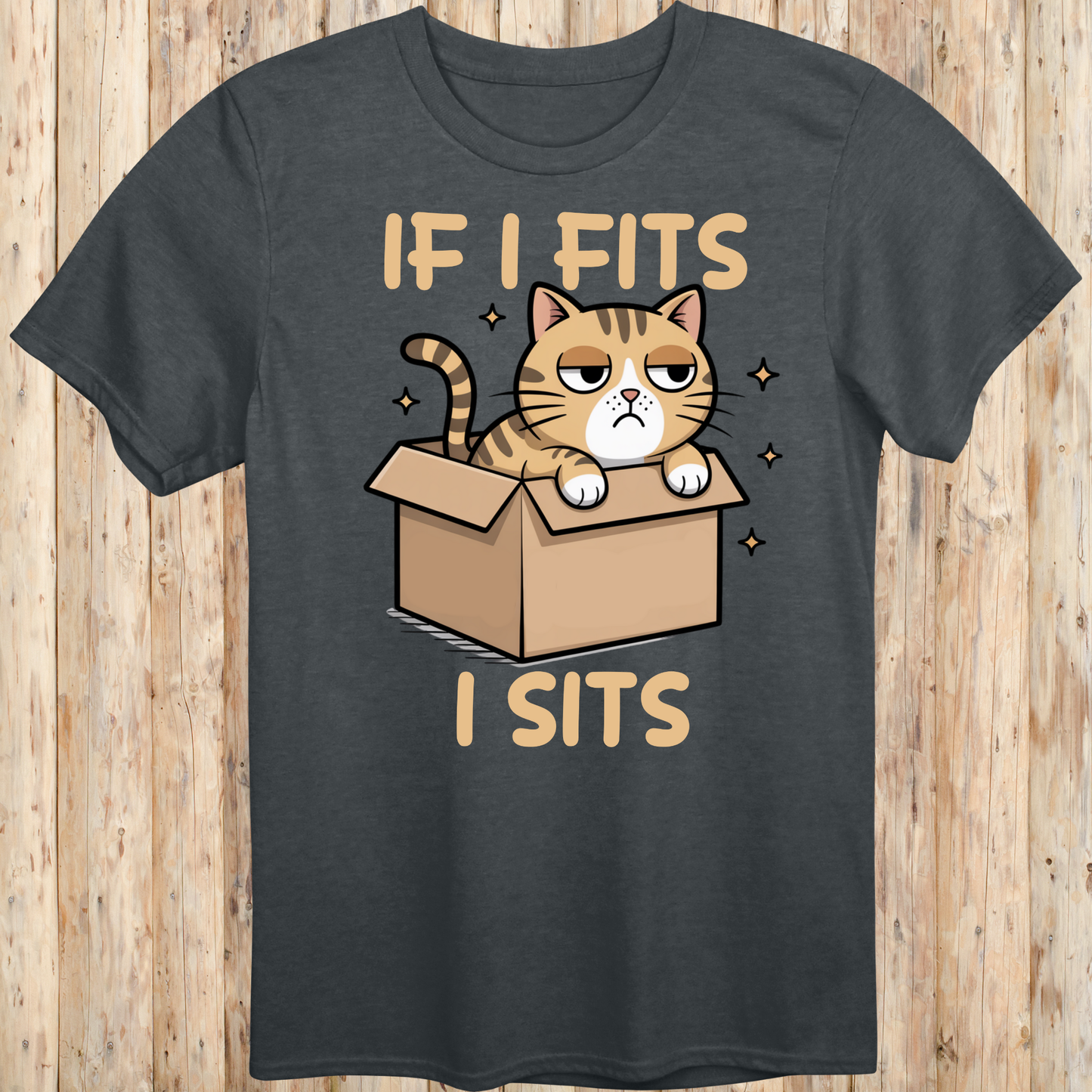 Funny Cat In Box T-Shirt - If I Fits I Sits