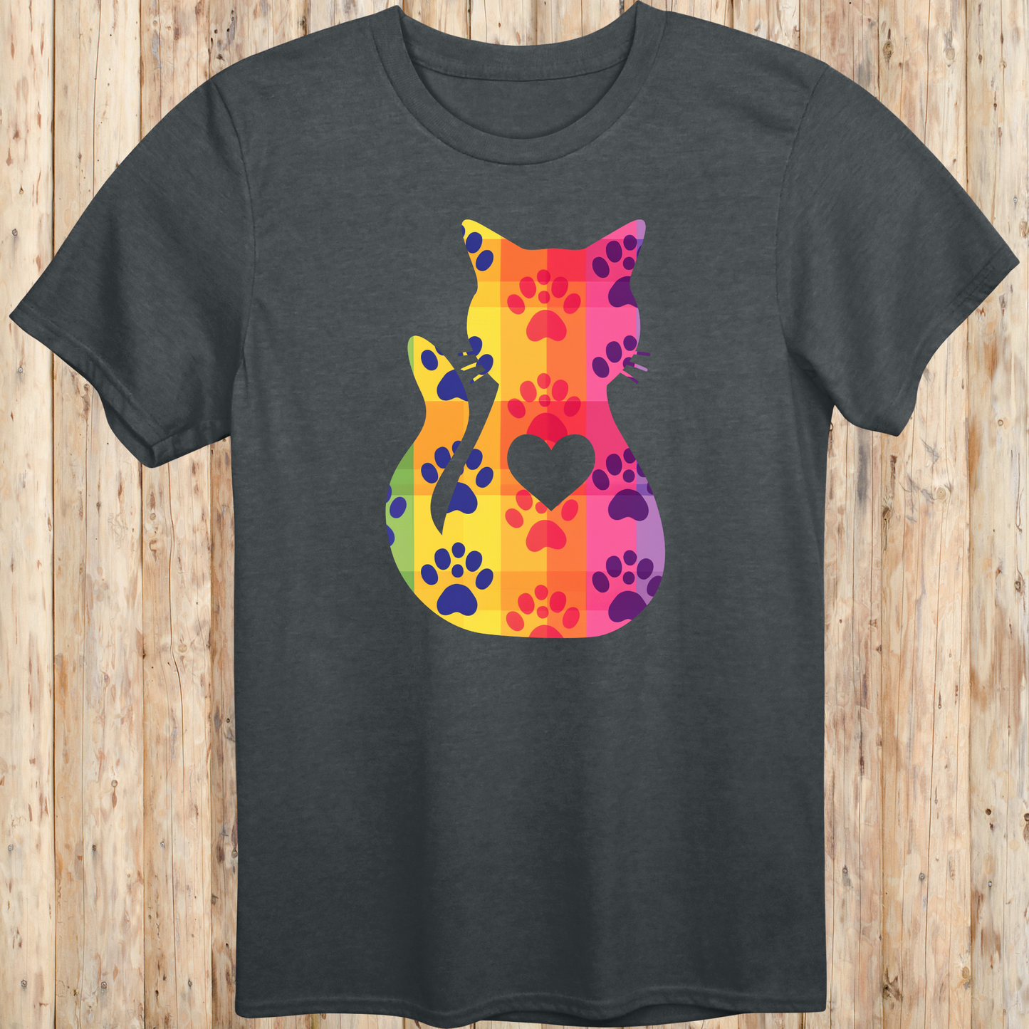 Colorful Whimsical Cat Silhouette T-Shirt