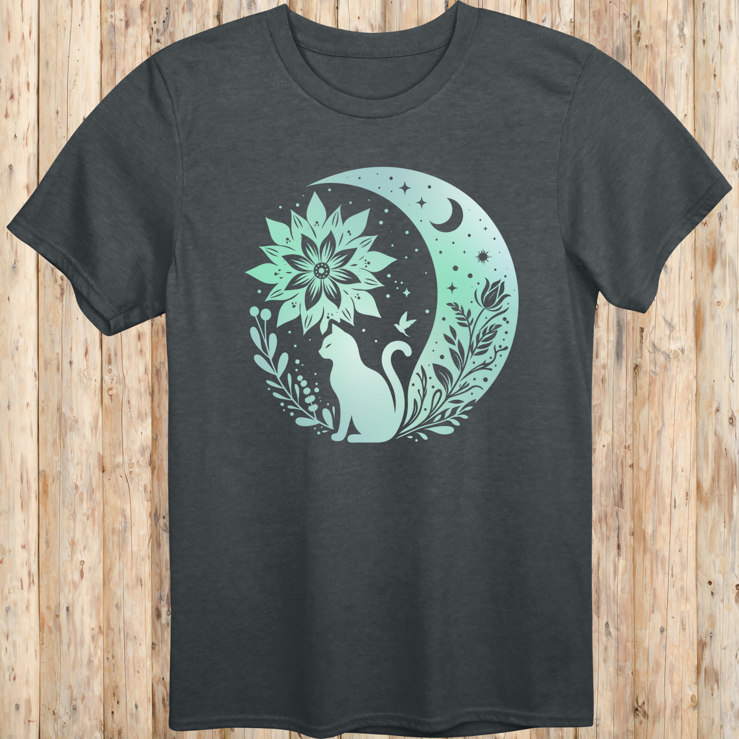 Mystical Cat Moon Silhouette T-Shirt