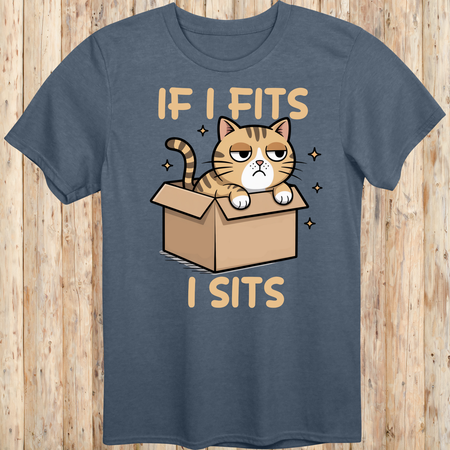 Funny Cat In Box T-Shirt - If I Fits I Sits