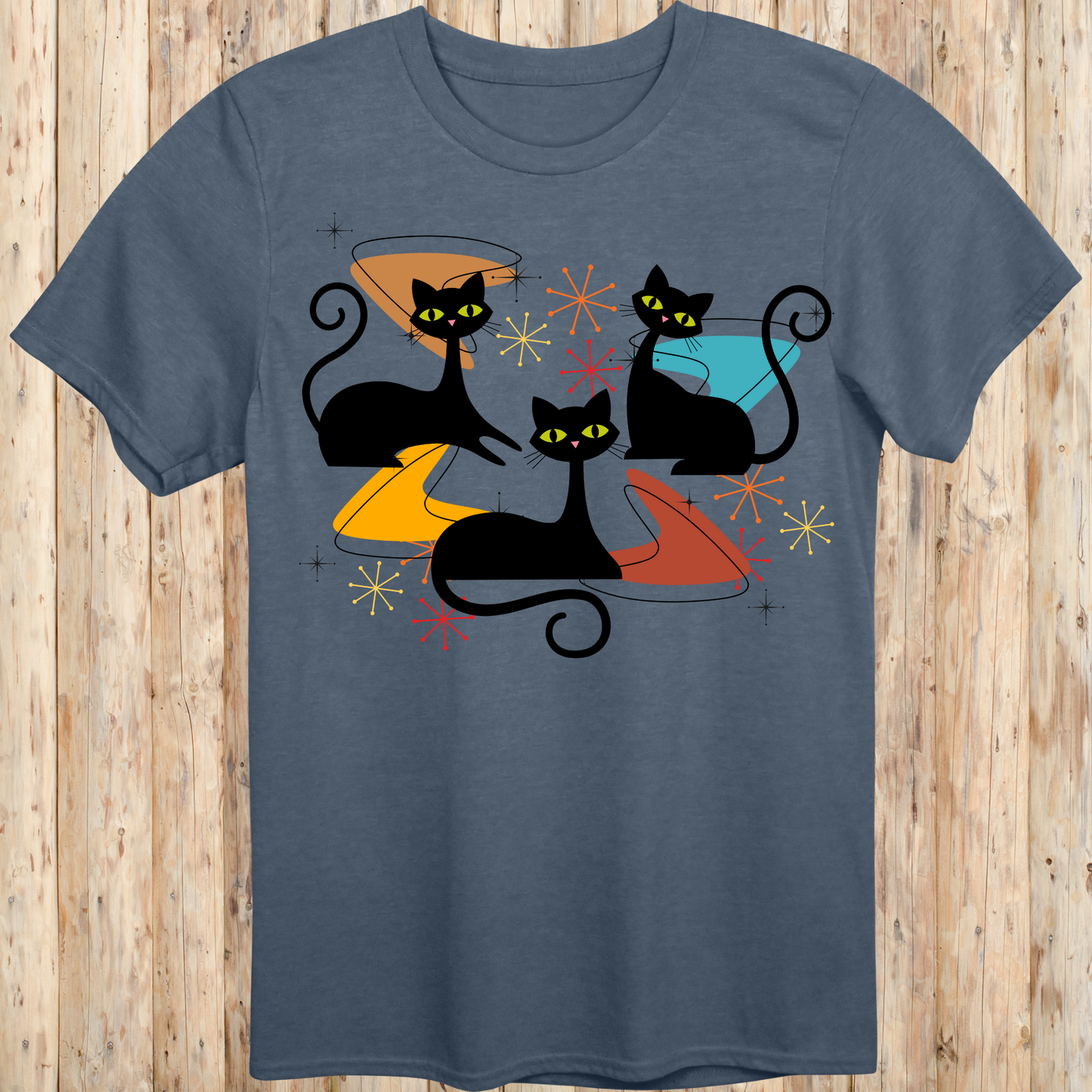 Atomic Cats Mid-Century Modern Design Retro T-Shirt -