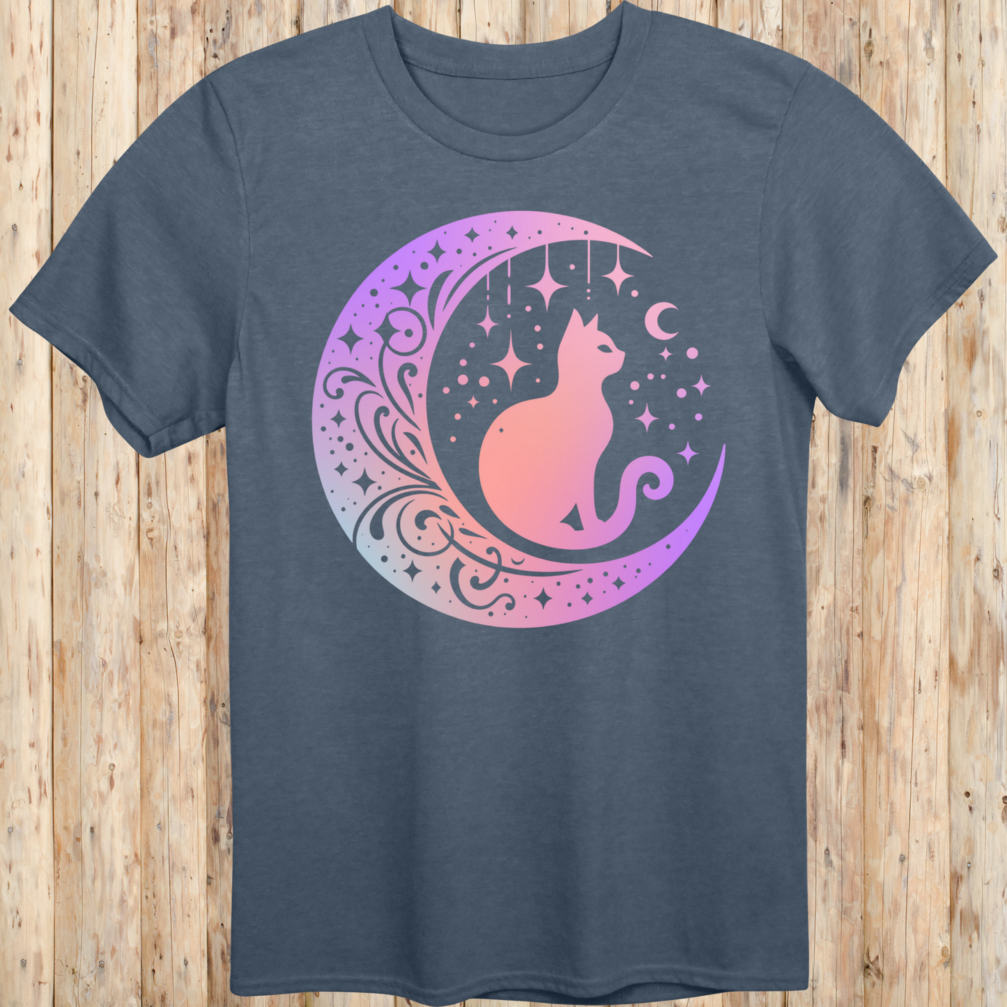 Mystical Cat Moon Silhouette T-Shirt