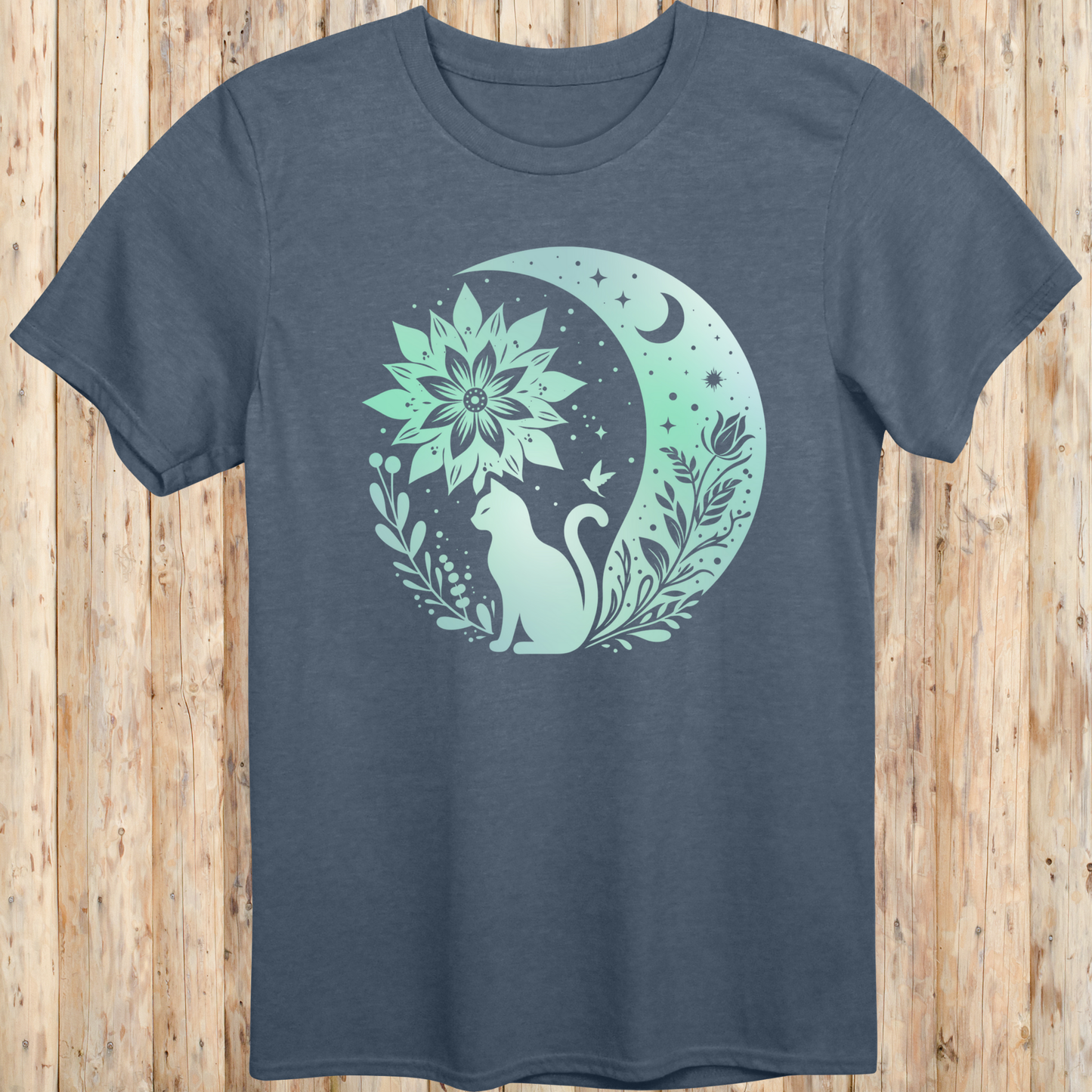 Mystical Cat Moon Silhouette T-Shirt