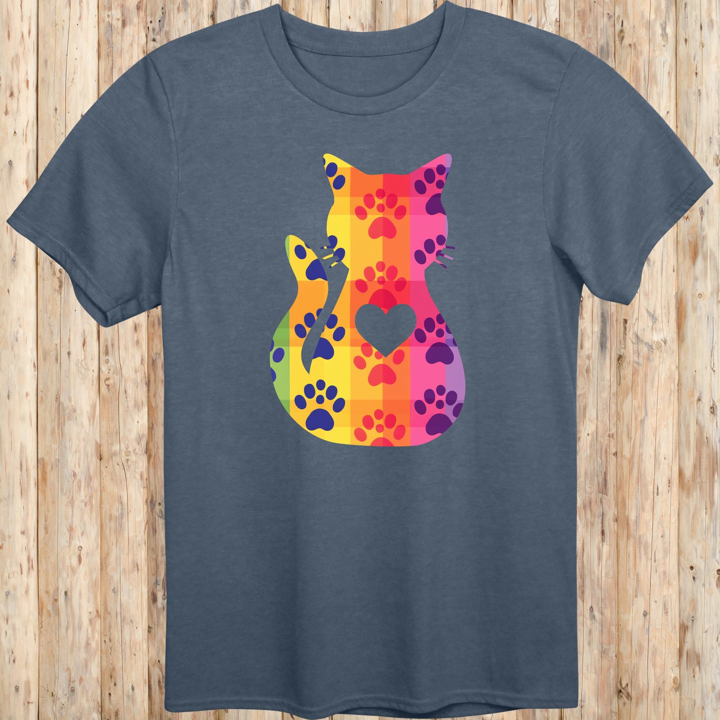 Colorful Whimsical Cat Silhouette T-Shirt