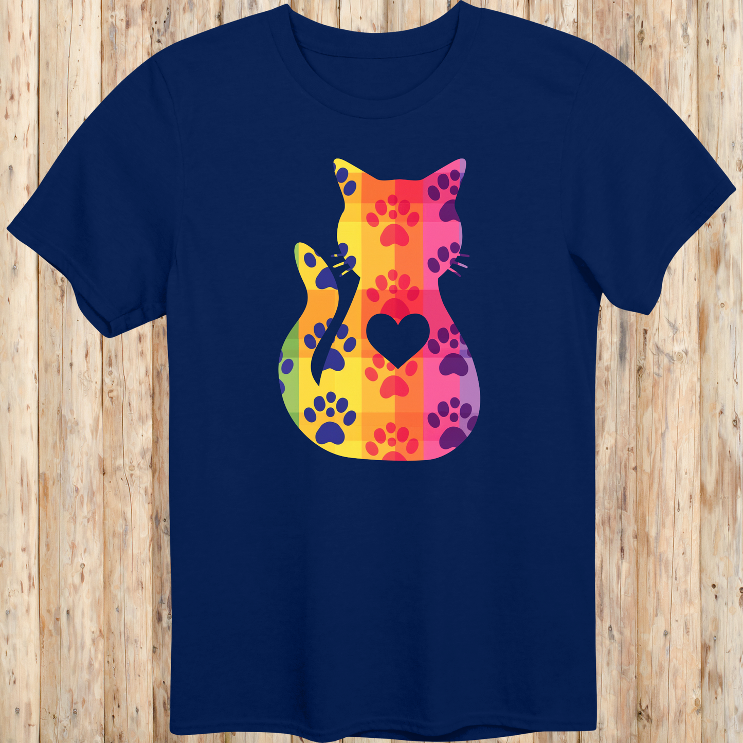 Colorful Whimsical Cat Silhouette T-Shirt