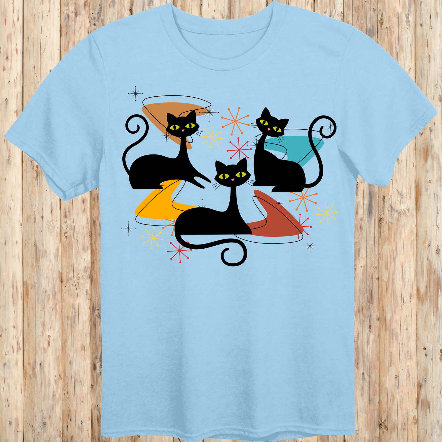 Atomic Cats Mid-Century Modern Design Retro T-Shirt -