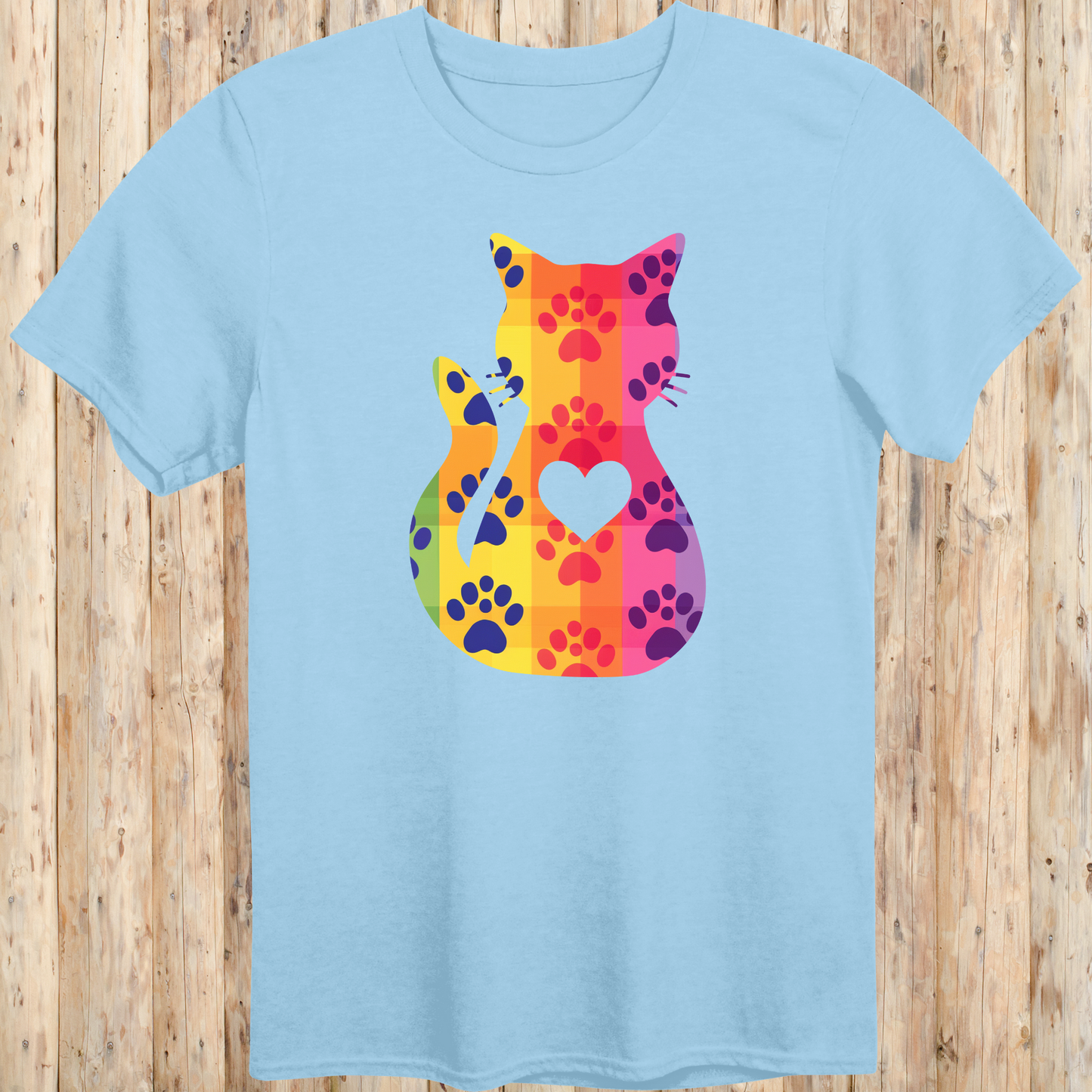 Colorful Whimsical Cat Silhouette T-Shirt