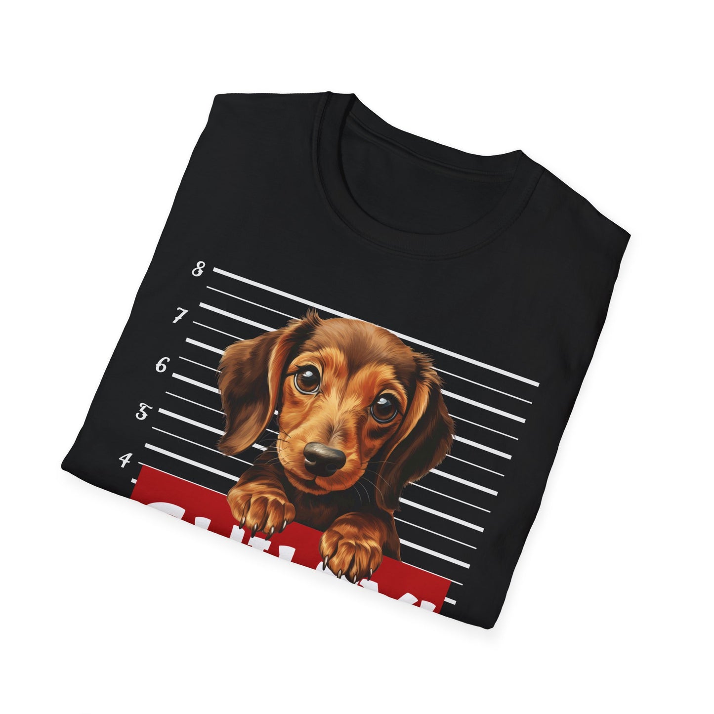 Funny Dachshund T-Shirt Mugshot Design