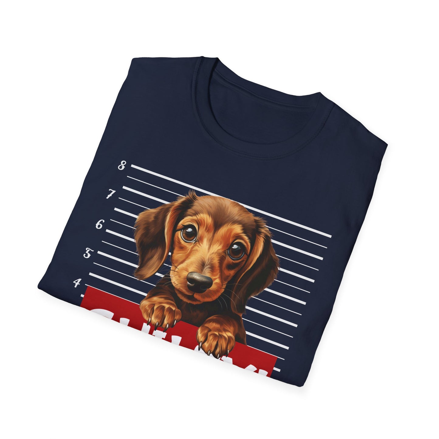 Funny Dachshund T-Shirt Mugshot Design