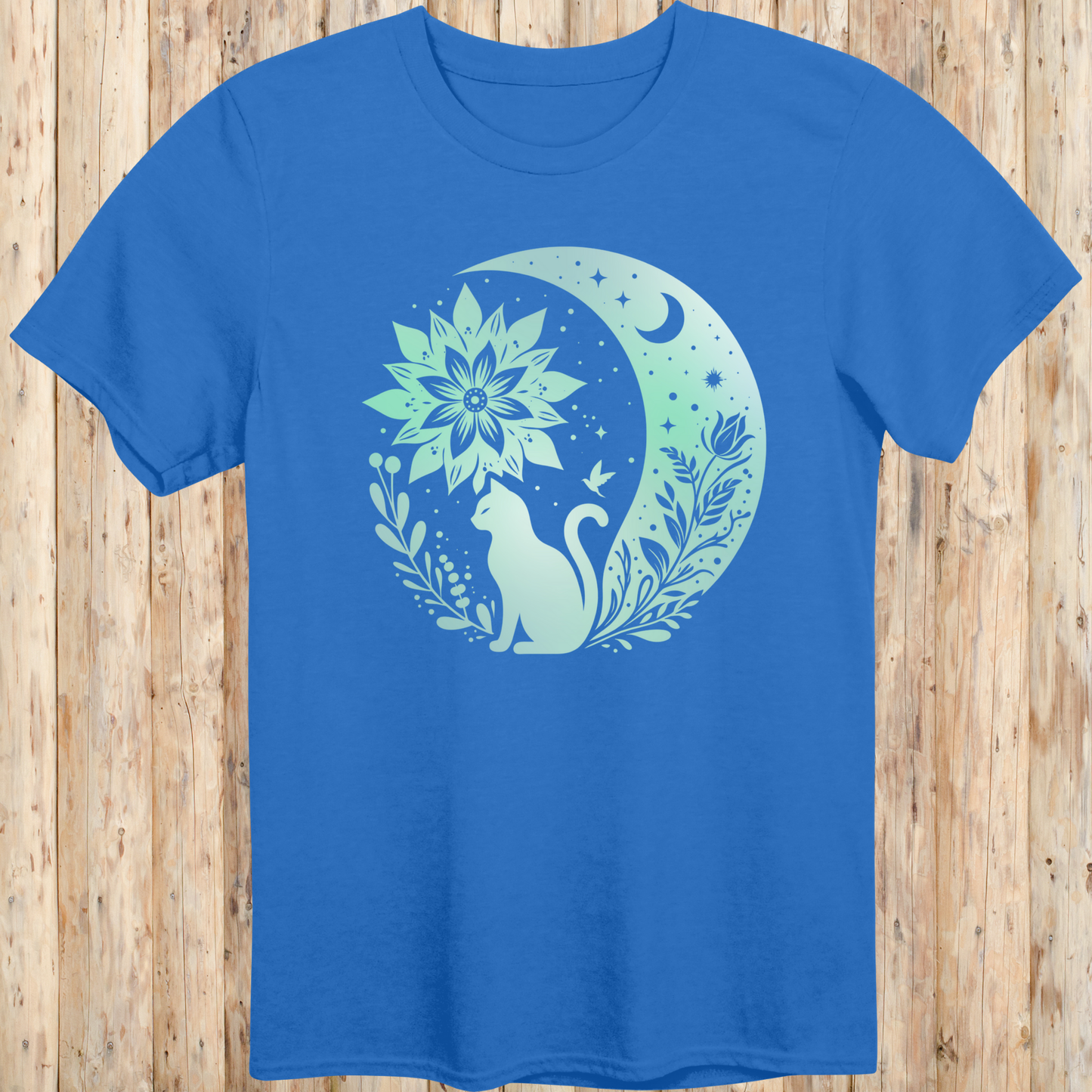 Mystical Cat Moon Silhouette T-Shirt
