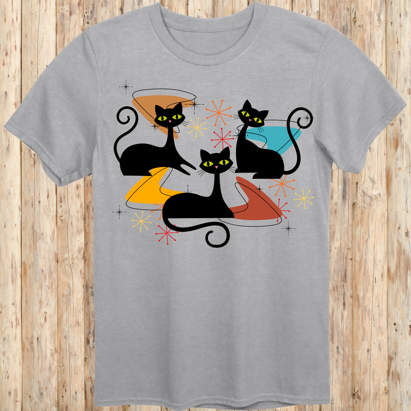 Atomic Cats Mid-Century Modern Design Retro T-Shirt -