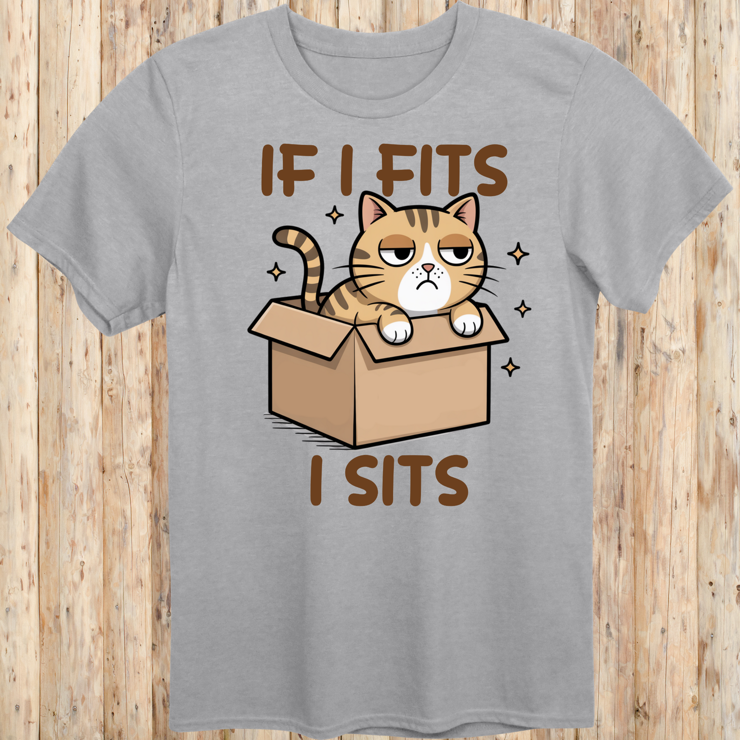 Funny Cat In Box T-Shirt - If I Fits I Sits