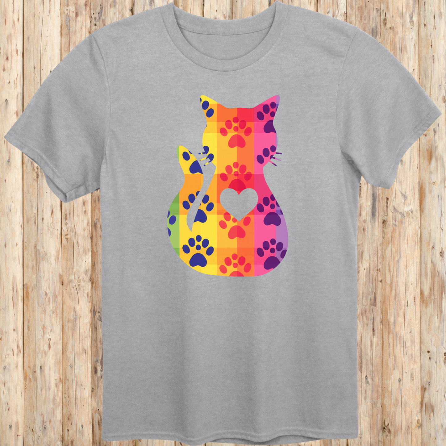 Colorful Whimsical Cat Silhouette T-Shirt