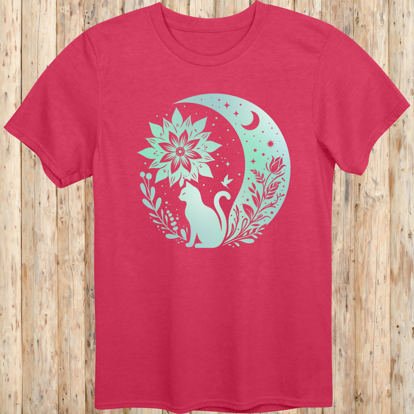Mystical Cat Moon Silhouette T-Shirt