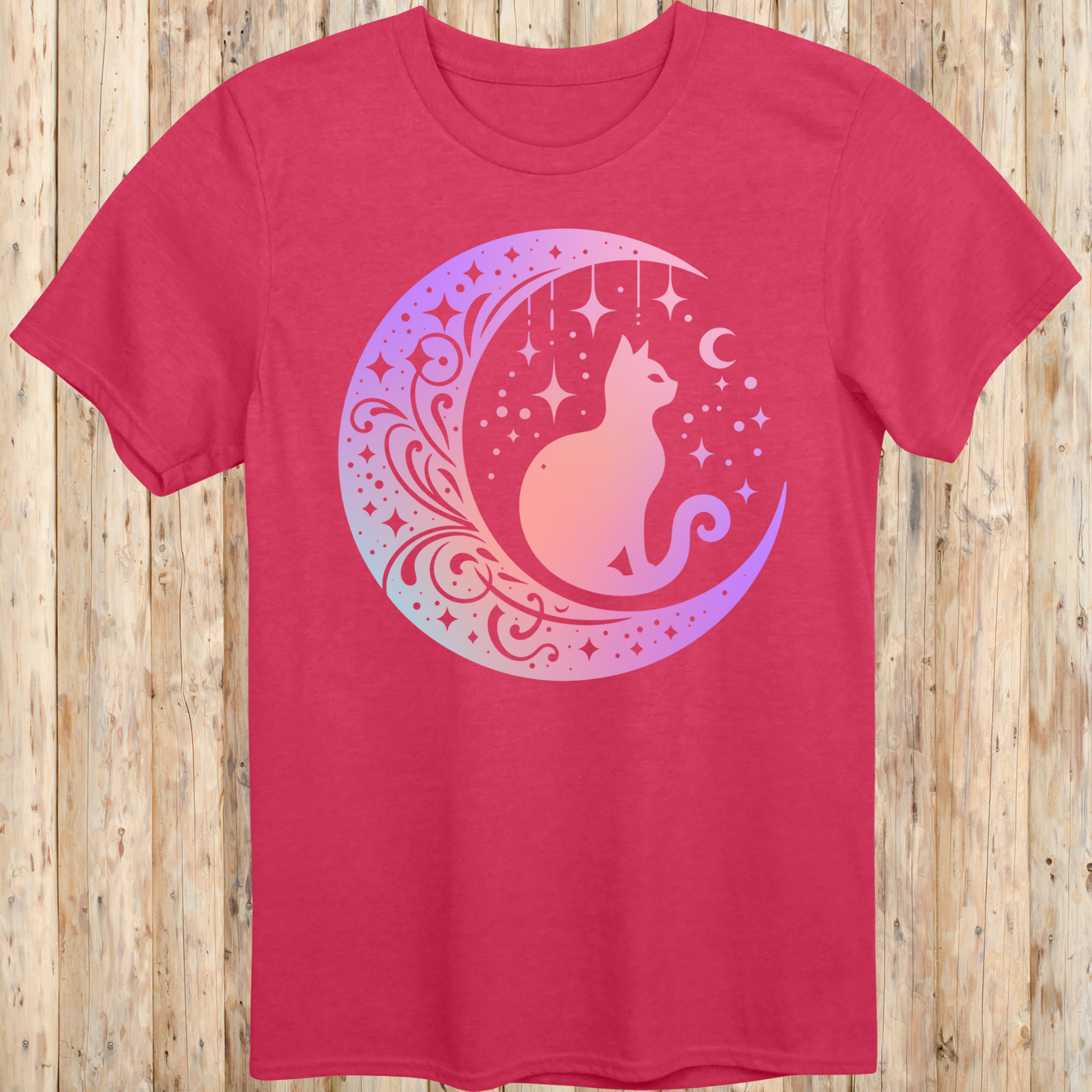 Mystical Cat Moon Silhouette T-Shirt