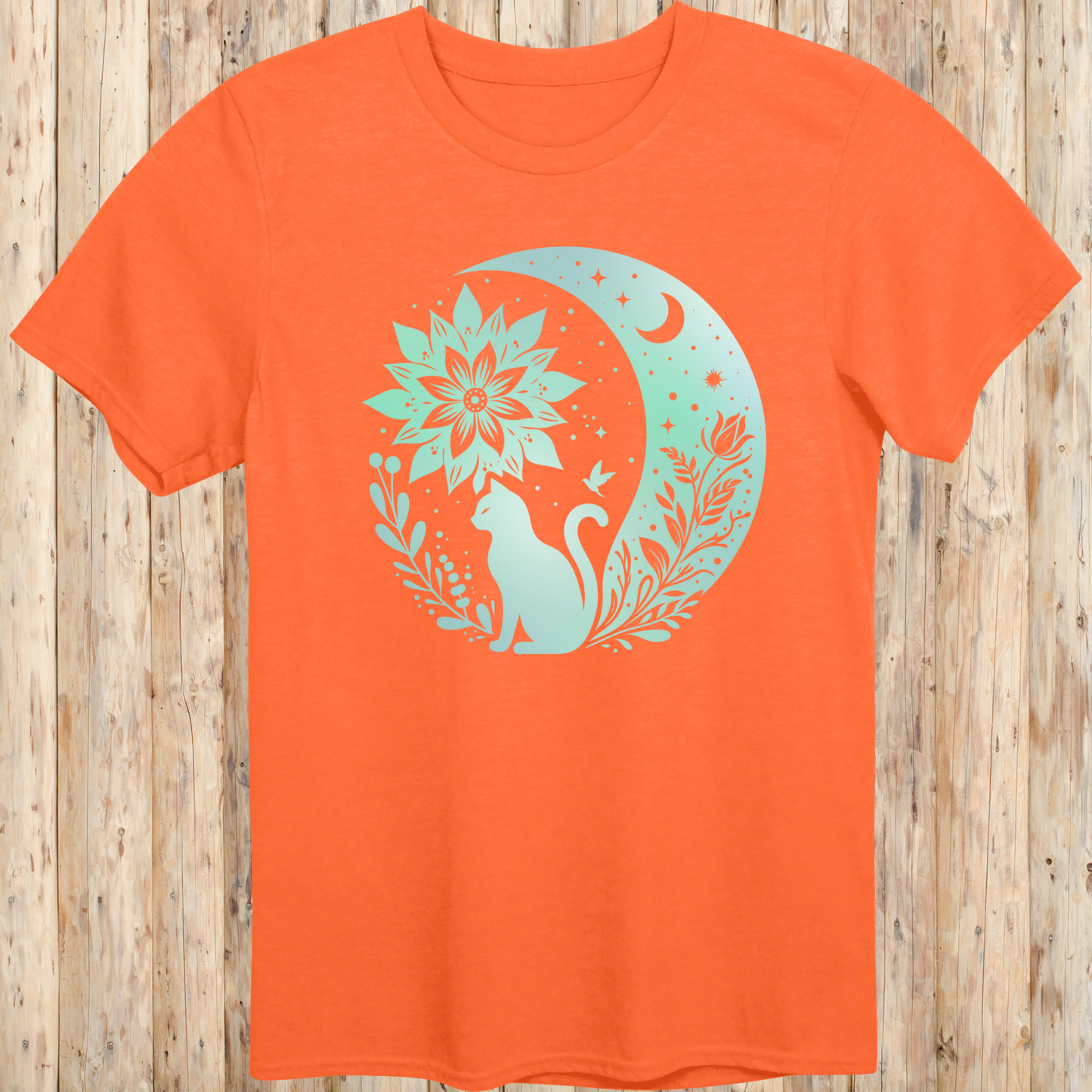 Mystical Cat Moon Silhouette T-Shirt