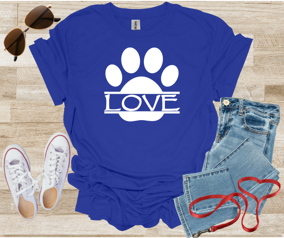 LOVE Dog Paw Print T-Shirt
