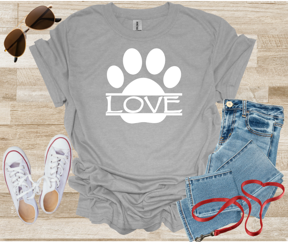 LOVE Dog Paw Print T-Shirt