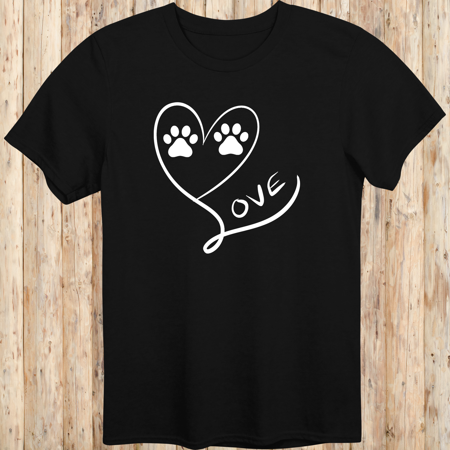 heart dog paw print love t-shirt unisex tee black for men women adults humans