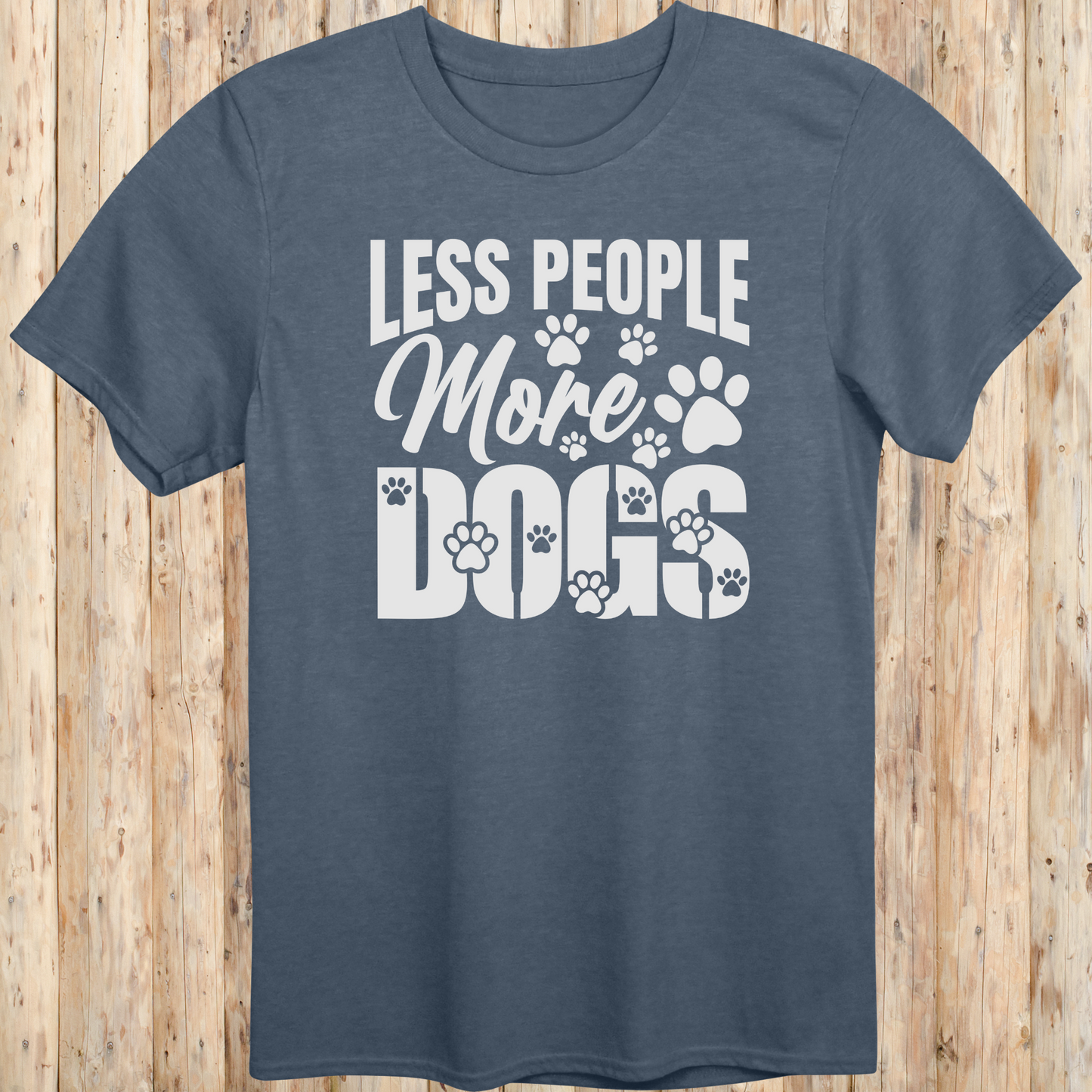 Unisex Heather Indigo T-shirt Less People More Dogs for Dog Owners Men Women