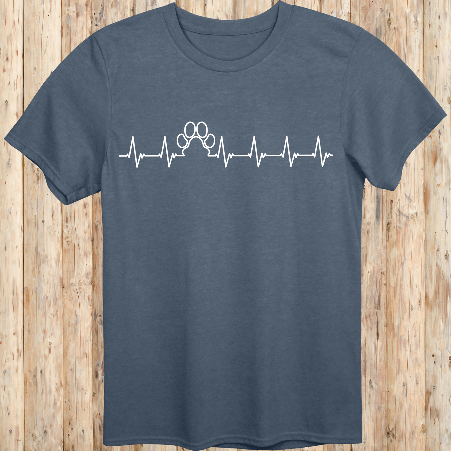 heartbeat dog paw print t-shirt unisex tee heather indigo