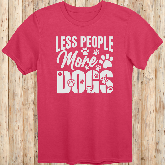 Unisex Heather Red T-shirt Less People More Dogs for Dog Owners Men Women