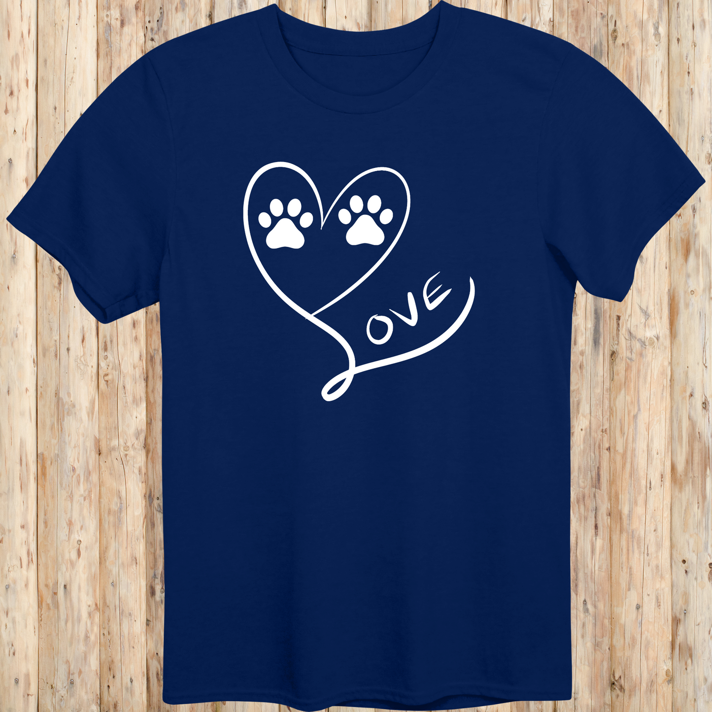 heart dog paw print love t-shirt unisex tee navy blue for men women adults humans