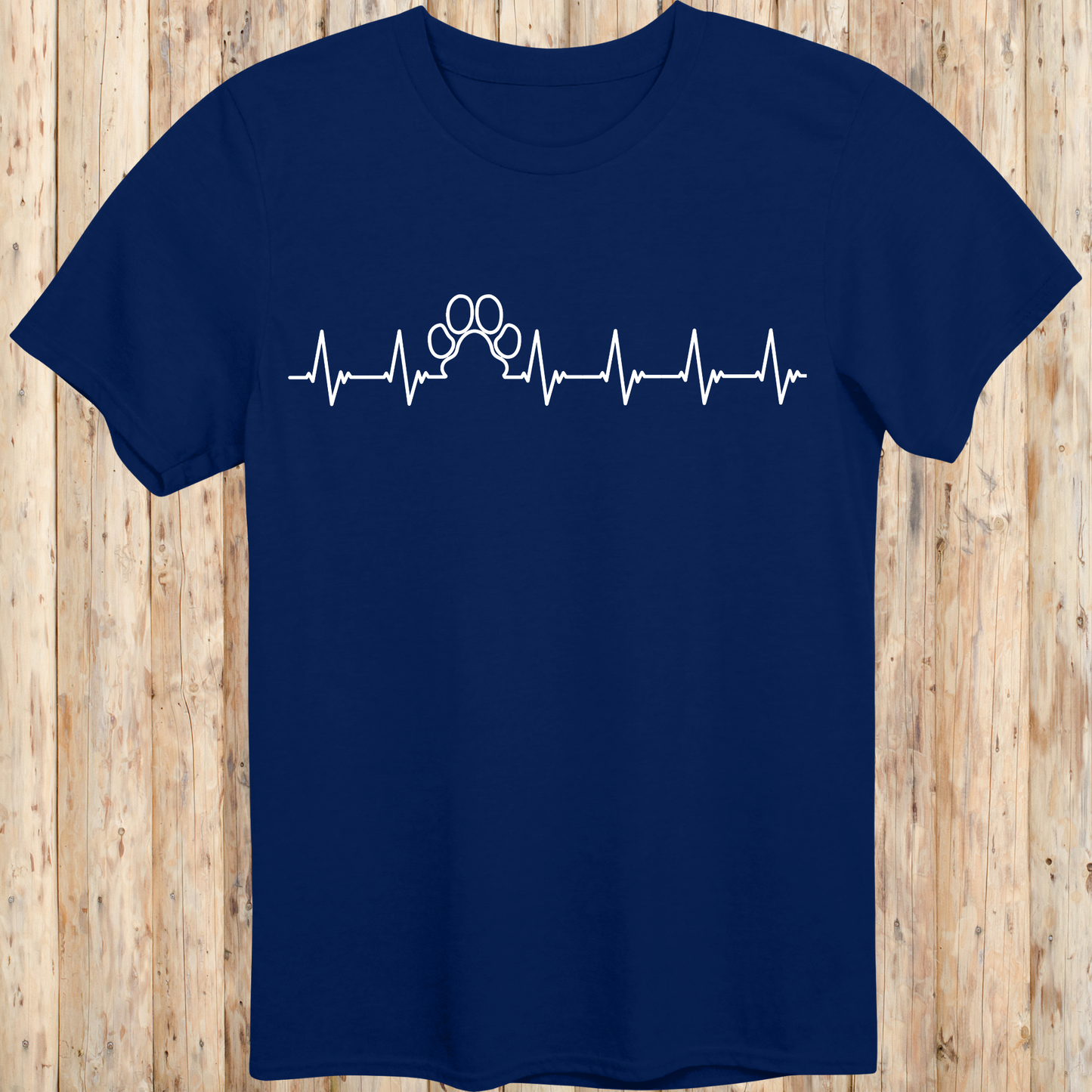 heartbeat dog paw print t-shirt unisex tee navy blue