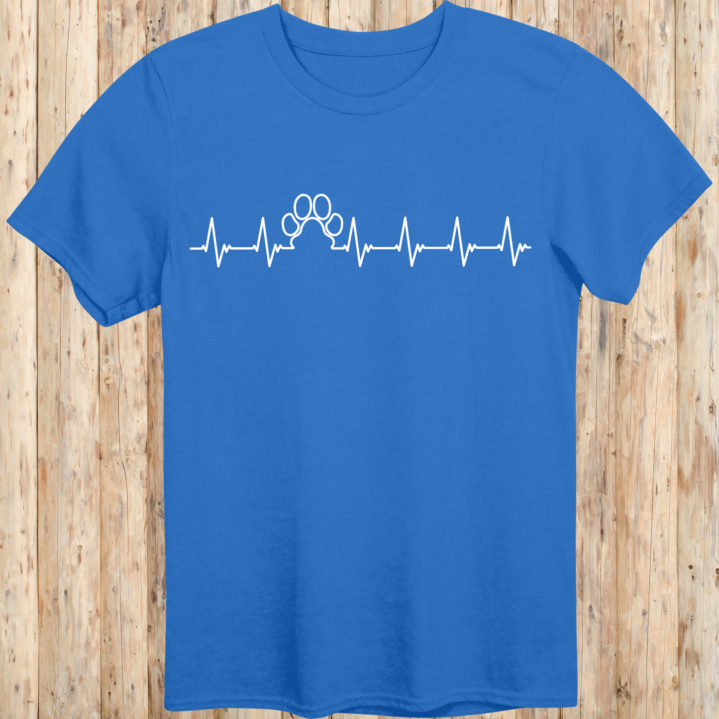 heartbeat dog paw print t-shirt unisex tee royal blue