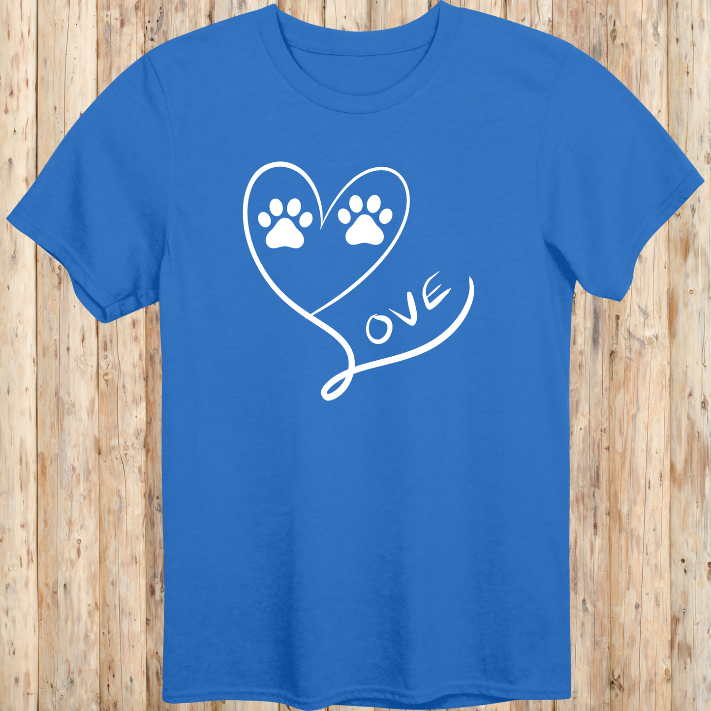 heart dog paw print love t-shirt unisex tee royal blue for men women adults humans