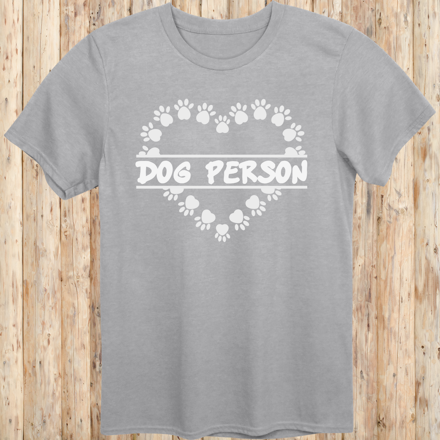 Sport grey unisex t-shirt with text that reads 'Dog Person', perfect for dog lovers and pet owners