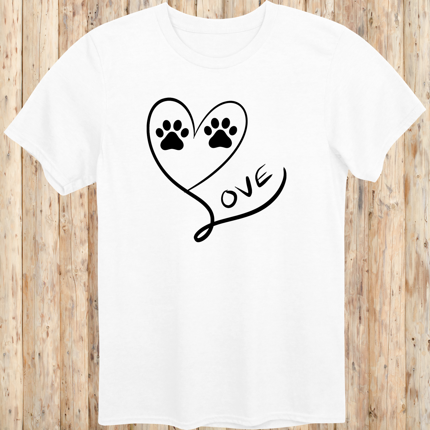 heart dog paw print love t-shirt unisex tee white for men women adults humans