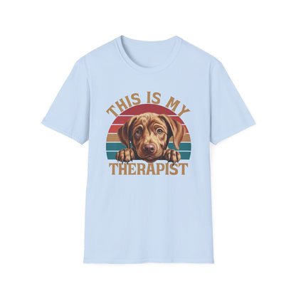 Light Blue Unisex T-Shirt Labrador Retriever This Is My Therapist for Women Men Adults