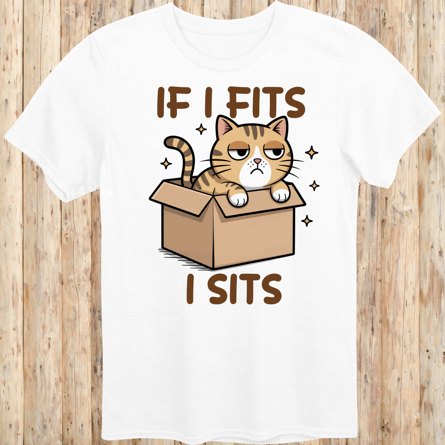 Funny Cat In Box T-Shirt - If I Fits I Sits