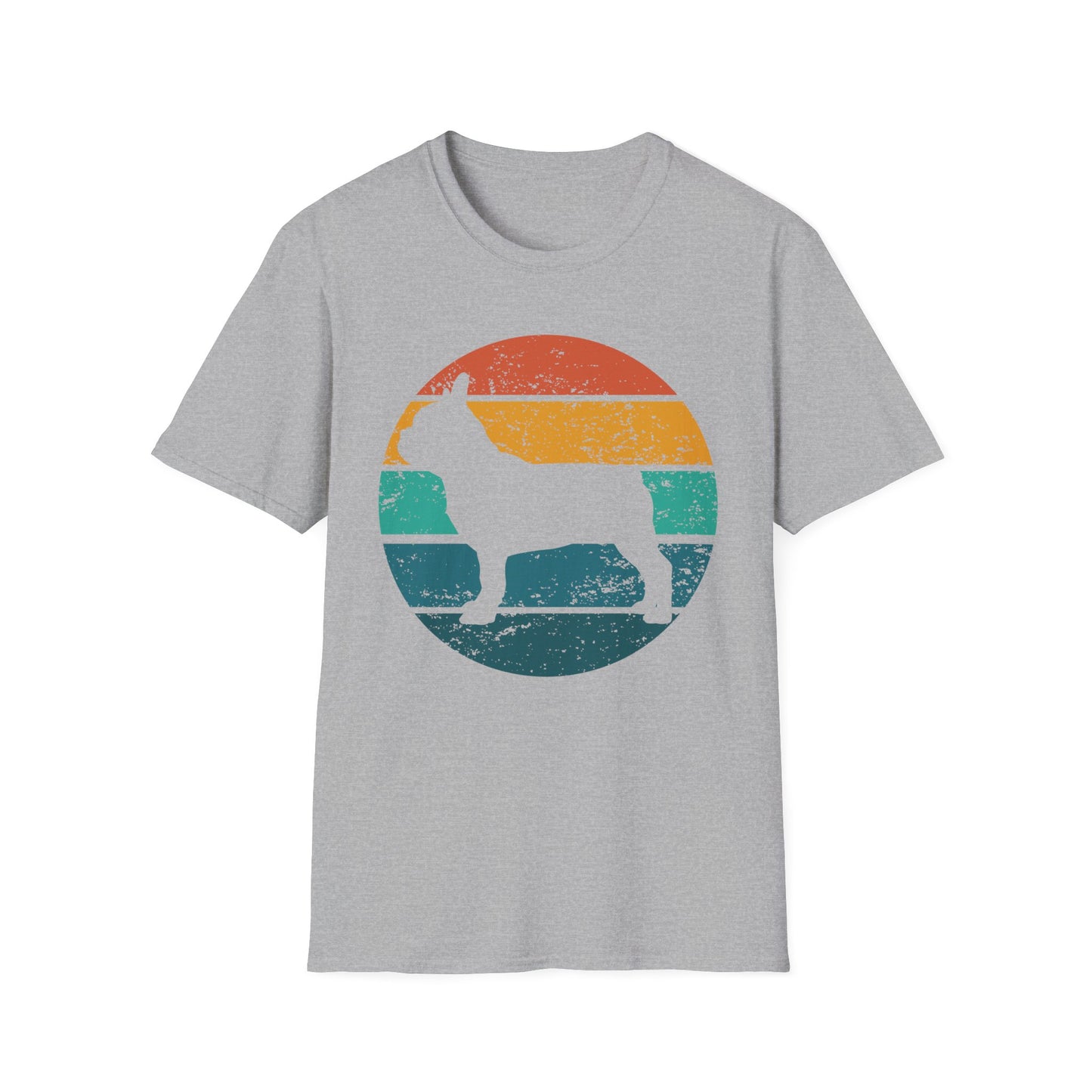 French Bulldog Retro Sunset Design Dog Silhouette T-shirt