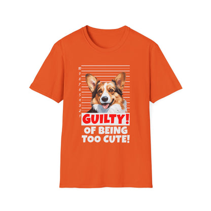 funny corgi orange t-shirt cardigan welsh pembroke Guilty of being too cute mugshot