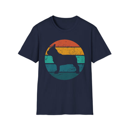 French Bulldog Retro Sunset Design Dog Silhouette T-shirt