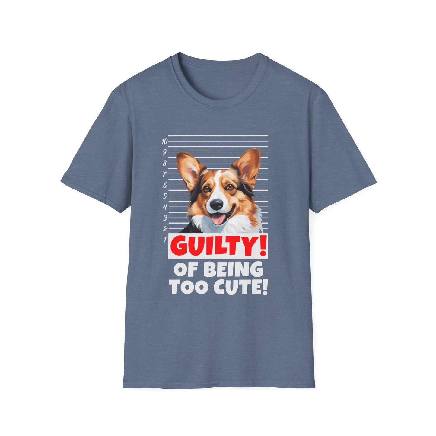funny corgi heather indigo t-shirt cardigan welsh pembroke Guilty of being too cute mugshot