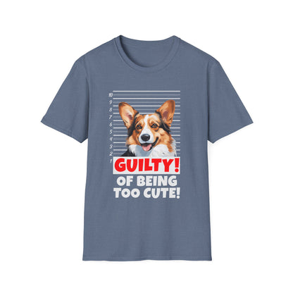 funny corgi heather indigo t-shirt cardigan welsh pembroke Guilty of being too cute mugshot