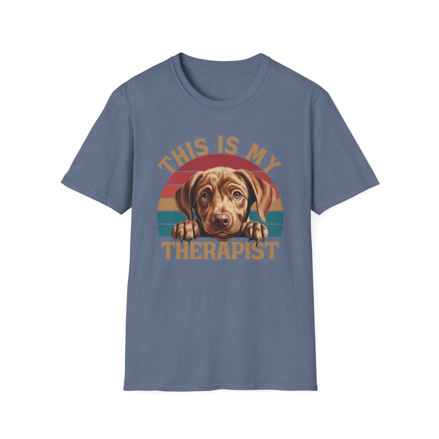 Heather Indigo Unisex T-Shirt Labrador Retriever This Is My Therapist for Women Men Adults