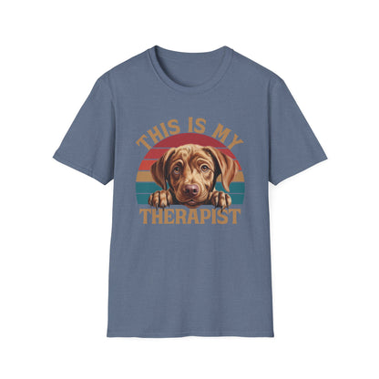 Heather Indigo Unisex T-Shirt Labrador Retriever This Is My Therapist for Women Men Adults
