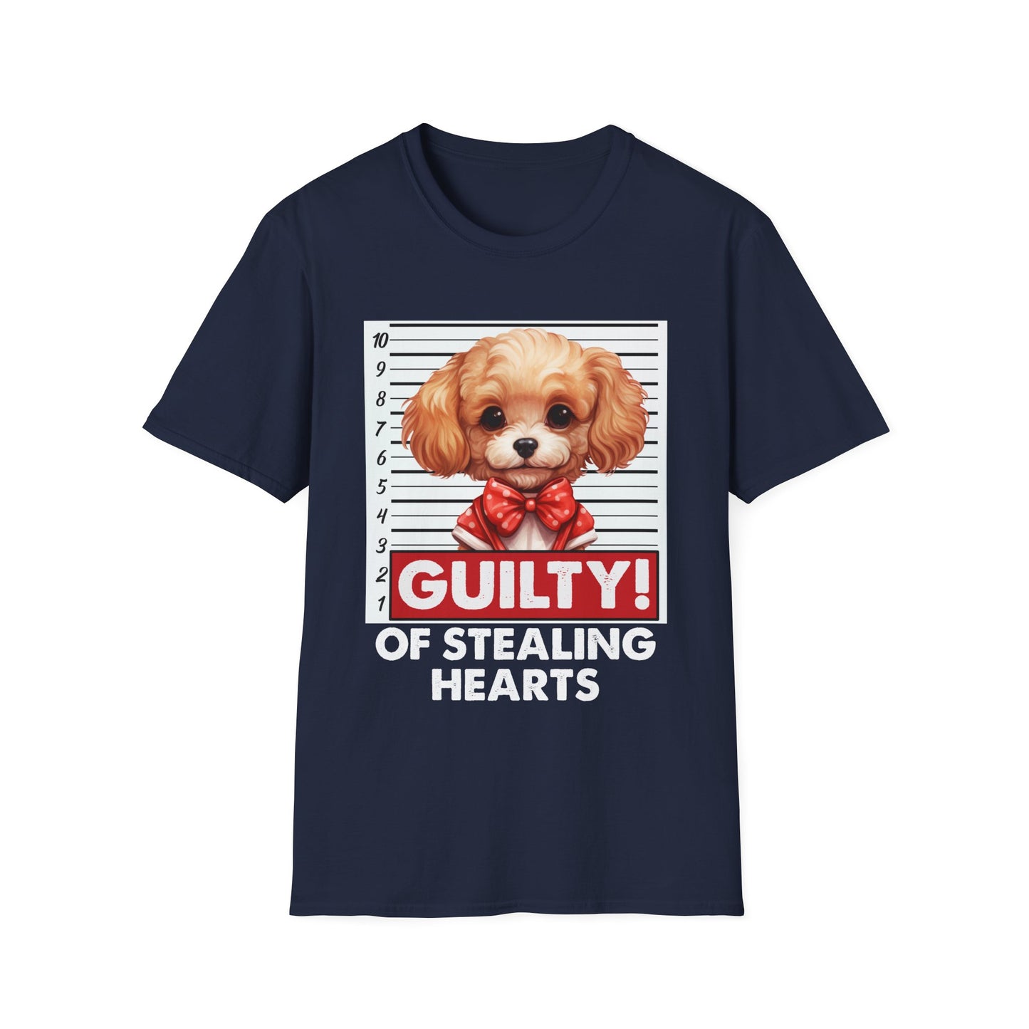 Funny Poodle Mugshot T-Shirt - Guilty of Stealing Hearts