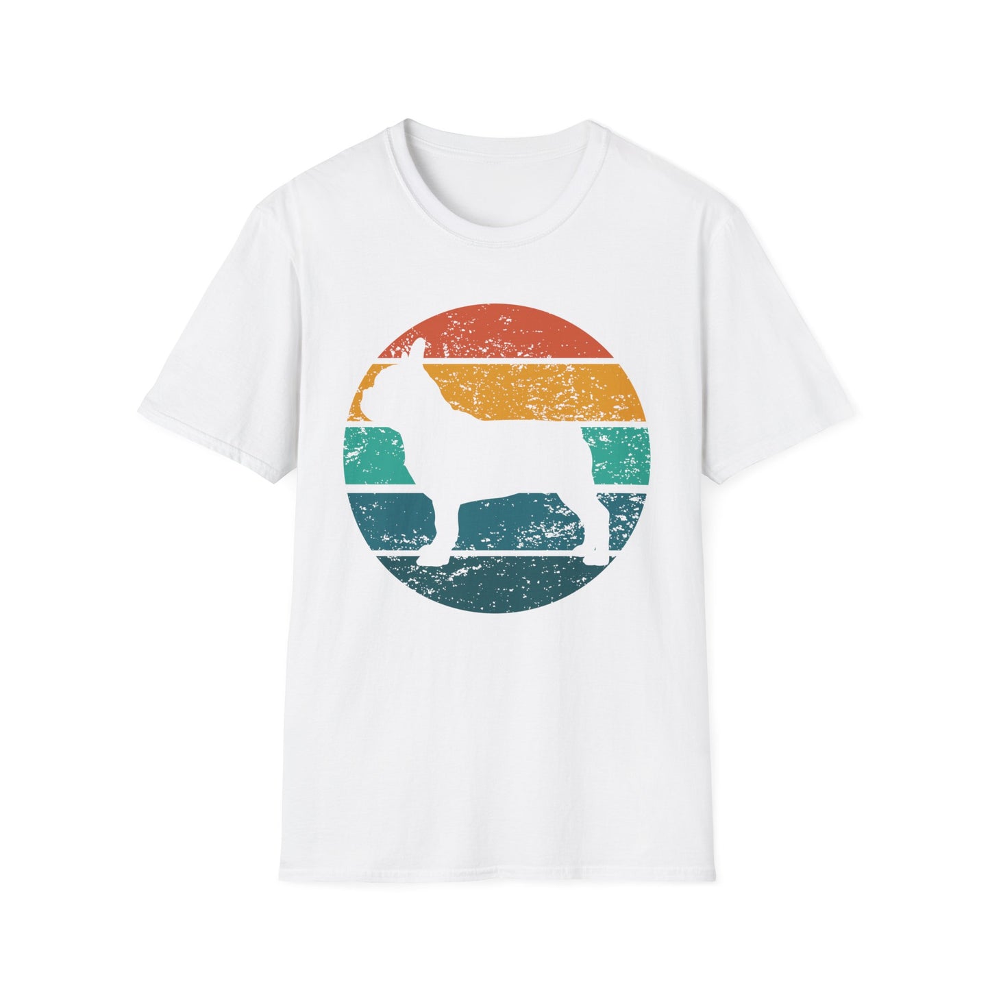 French Bulldog Retro Sunset Design Dog Silhouette T-shirt