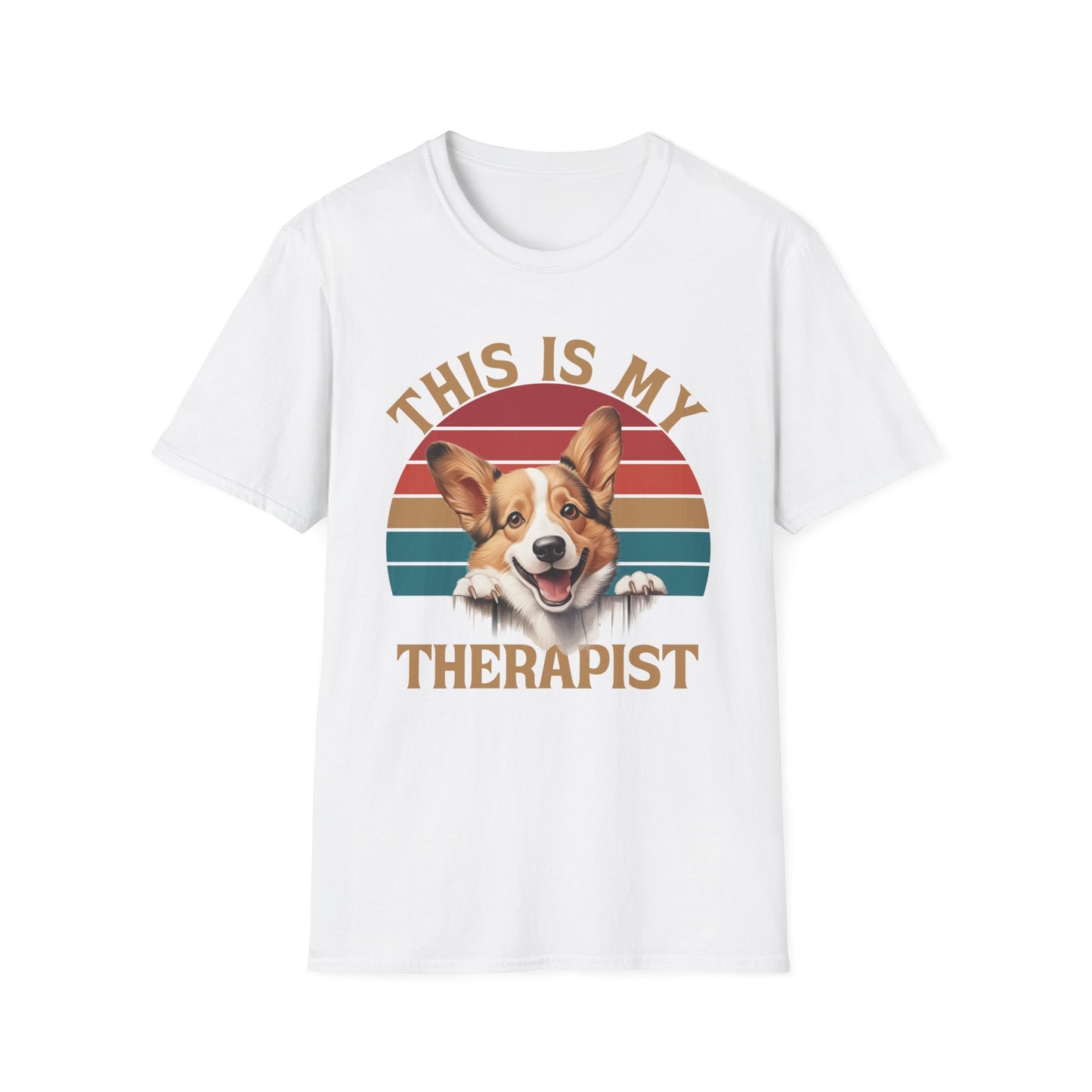 funny corgi white t-shirt cardigan welsh pembroke retro vintage design Dog is my therapist