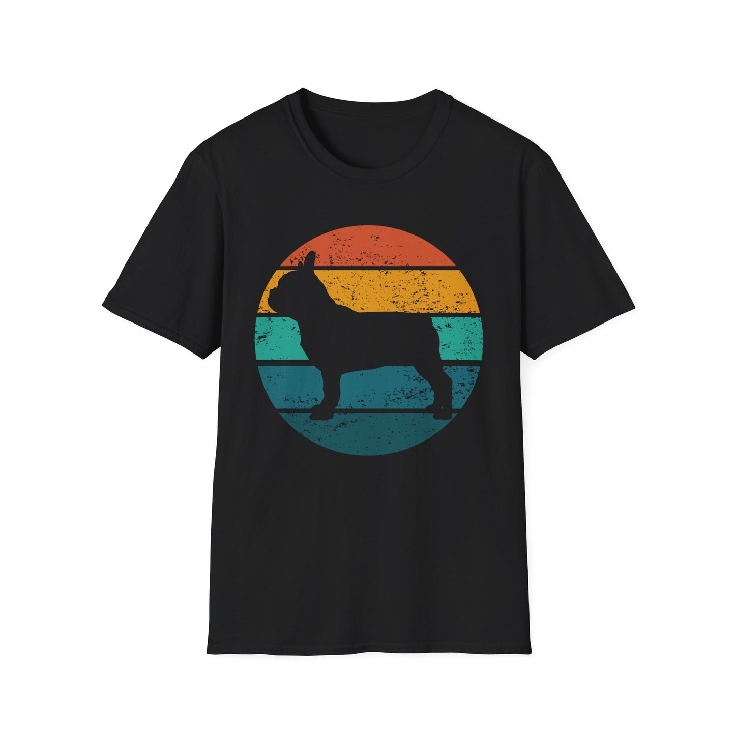 French Bulldog Retro Sunset Design Dog Silhouette T-shirt